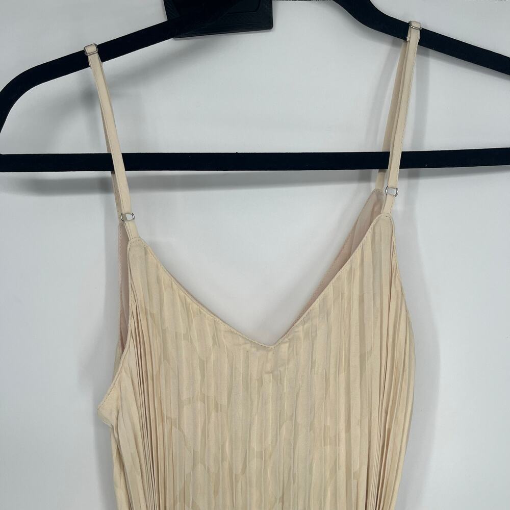Banana Republic Cream Pleated Midi Dress NWT XS Sleeveless Tie Waist Elegant - Picture 5 of 8